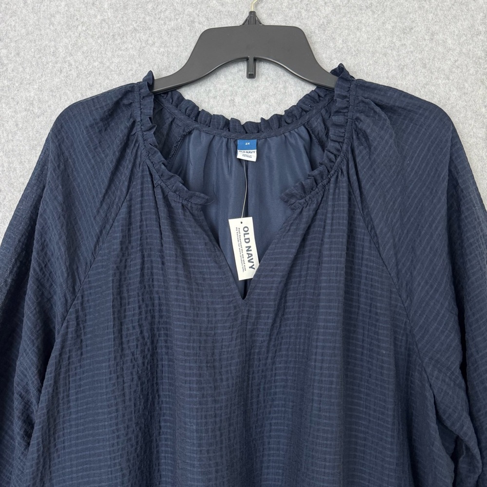Old Navy Womens Dress Size 2X Blue Tiered Boho V Neck Long Sleeves Flowy NWT - Picture 3 of 15
